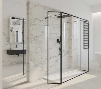 Kabina prysznicowa walk-in z trzech ścianek szklanych